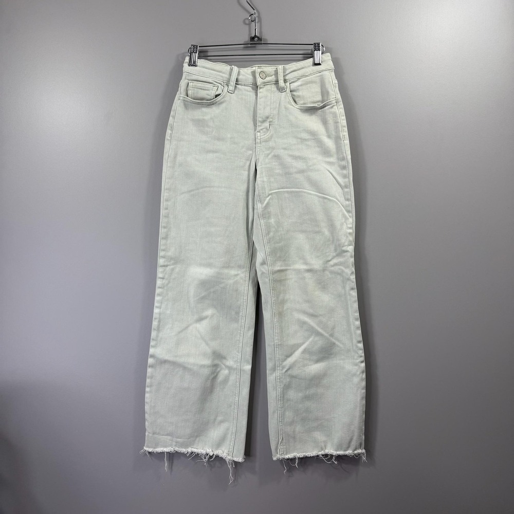 Vervet Jeans Womens 25 Light Wash High Rise Wide Leg Raw Hem Cropped Denim